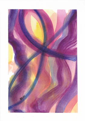 Purple Sapphire Original Watercolour Abstract Painting by Stacey-Ann Cole