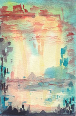 'Hidden Cities' Semi Abstract Original Watercolour Painting © Stacey-Ann Cole 2017
