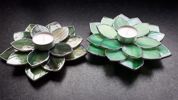 Stained glass succulent tealight holders