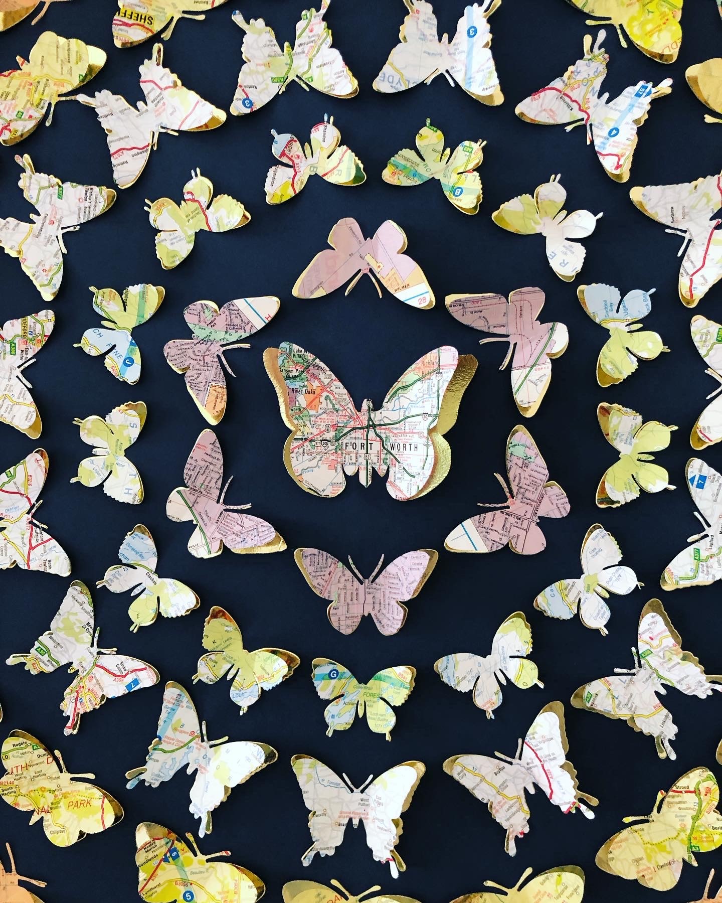 paper map butterflies