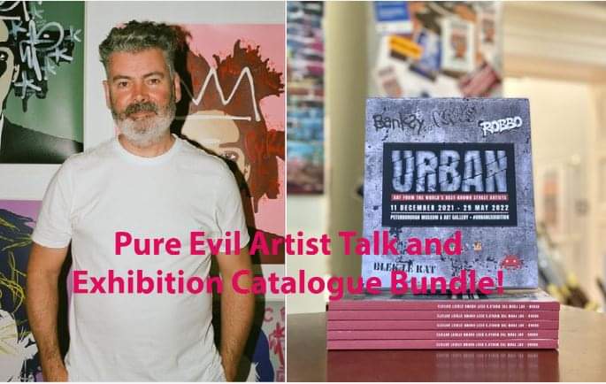 Pure Evil will be hosting a talk and question and answer session, there will be a welcome drink and entry into Urban where you will be able to view several works by the artist.
Charles Uzzell Edwards a.k.a. PURE EVIL grew up in South Wales. He spent his teenage years customising his own clothes and this love of urban street style led him to do fashion degree in London where he earned a bit of a reputation as a troublemaker. After the Poll Tax Riots in Trafalgar Square, he decided to leave Thatcherite London for a two week trip to California, which ended up being a 10-year stay in San Francisco.
He became one of the designers for streetwear clothing line 'ANARCHIC ADJUSTMENT' and immersed himself in the music scene out there. It seemed a British invasion of artists, musicians and DJ's had hit the West Coast like a tsunami, moving there to avoid the criminal justice bill, throwing parties under full moons on Californian beaches, making electronic music and streetwear clothing for ravers, skateboarders and Silicon Valley tech guru's.
It was there that Charles started to notice the character street artwork of 'TWIST' and 'REMINISCE' and the work of other skateboard and graffiti artists. It was upon his return to London in 2000 that he hit the ground running and after a stint working at Banksy's SANTAS GHETTO Guerrilla retail show, he started stencilling and spraying his signature bunny tag around London. The character came from the guilt he felt when he shot and killed a rabbit in the countryside when he was 10.
In 2007 Charles opened Pure Evil Gallery, his first gallery in Shoreditch on Leonard Street. Six years later opened up the second, larger gallery just two doors from the original space. The galleries have been an incubator for up and coming street artists from around the world as well as being the studio for Charles' own PURE EVIL artwork. The success of his Nightmare series of dripping celebrity portraits has taken him around the world and has recently had successful shows across the USA, and in Hong Kong, Sri Lanka, France, Germany, Sweden, Norway, Brazil, Indonesia and even Mongolia.



Booking Information







Hosted by Pure Evil themselves, this event will include a talk and Q&A by the artist and entrance to the Urban exhibition. A Complimentary welcome drink will be available on arrival.
Drinks may only be consumed within the designated areas. Please arrive 10 minutes before the start time, tickets will be checked upon arrival
Book for our Pure Evil Artist Talk and you can get your ticket and an Urban exhibition catalogue for just £20!

Pure Evil's work is currently on display in the Urban exhibition at the museum, and this is a great chance to meet the artist himself. Tickets include a welcome drink and entrance into our Urban Exhibition, April 1st, 7-9pm.

Book your tickets now!

https://peterboroughmuseum.org.uk/events/an-evening-with-street-artist-pure-evil
