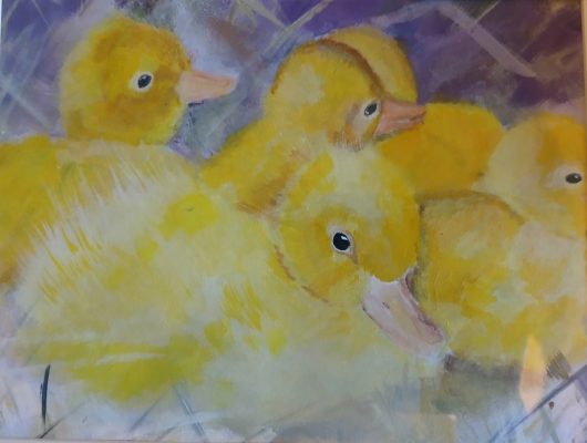 fluffy ducklings. acrylics
