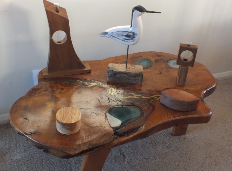 I make items based on nature such as Bull rushes & Birds in addition to traditional Boxes, Tables, Mirrors and Clock Kits. I source English Hardwoods locally and use recycled wood when possible.