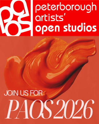 Join us for Peterborough Artist Open Studios 2026 red picture with red paint in the middle