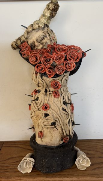 I work mainly in clay, sometimes with mixed media. It’s about the earth, beauty and decay. Mixed with hideous grief, I hope it touches your soul and heart.